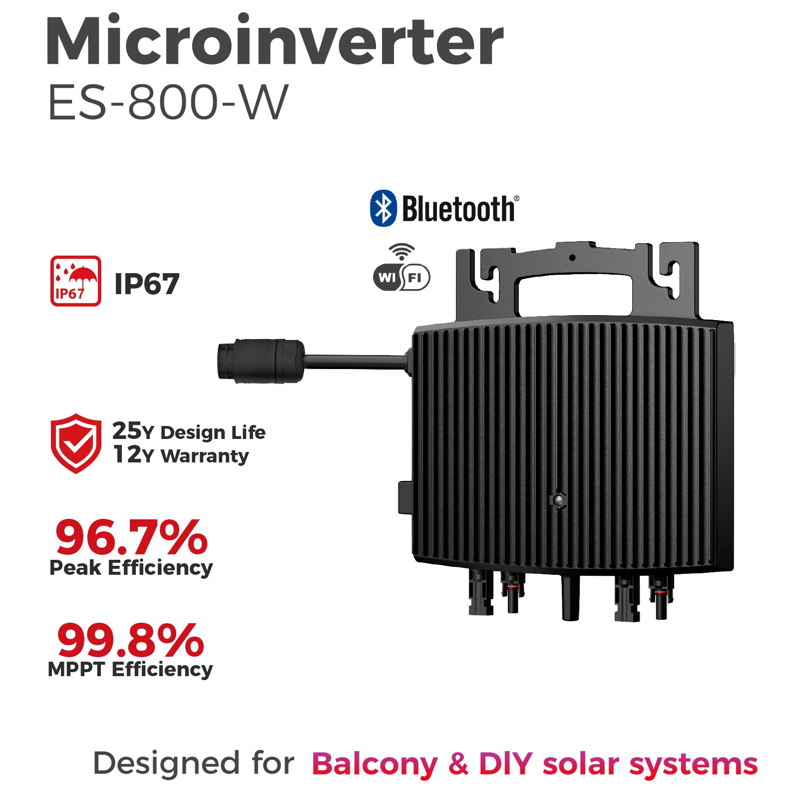 2625W/2.400Wh Balkonkraftwerk mit Speicher: 7 x VSUN 375W Solarmodul + ESTAR ENERGY ES-800W Mikroinverter + RUNHOOD F2400 Speicher + Cover + Shelly Pro 3EM