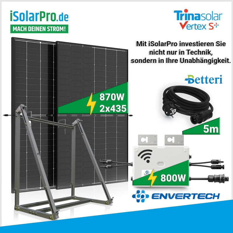 870W_800W_Premium_Balkonkraftwerk_Set_2_Trina_435_W_Bifazial_Doppelglas_Envertech_EVT800_HUX-POWER_2.0_Halterung_5_m_Kabel