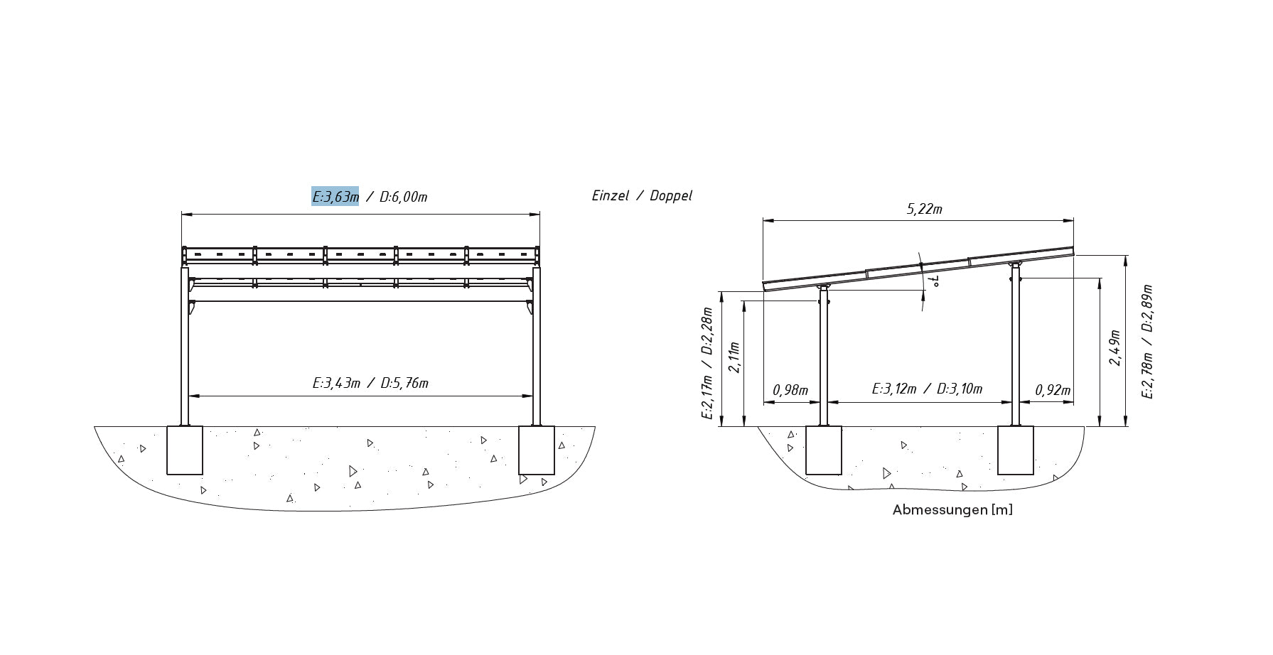 GREENPORT HOME Glas/Glas Solarcarport 1 Stellplatz – 3,78 kWp (9×420W), Schneelast bis 2 kN/m²