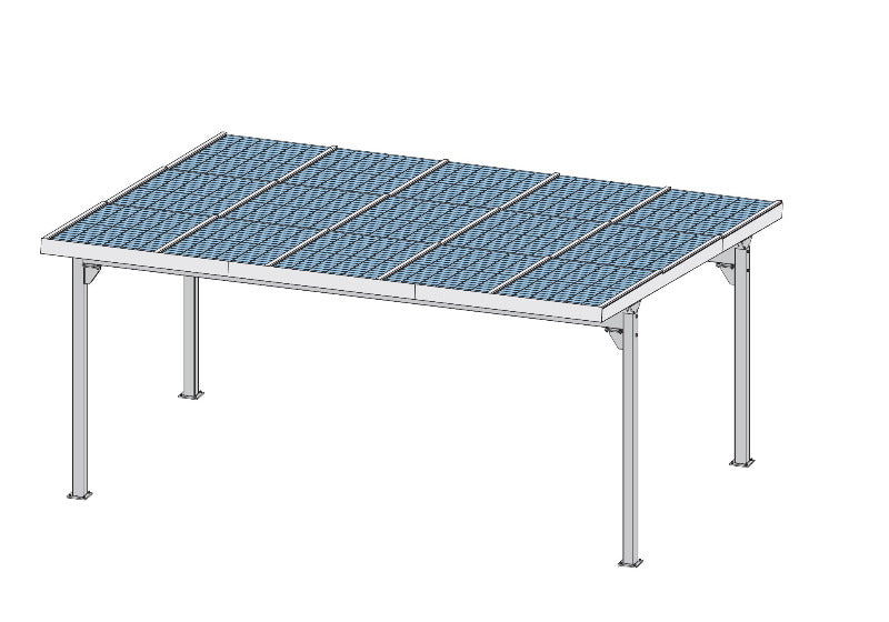 GREENPORT HOME Glas/Glas Solarcarport 1 Stellplatz – 3,78 kWp (9×420W), Schneelast bis 2 kN/m²