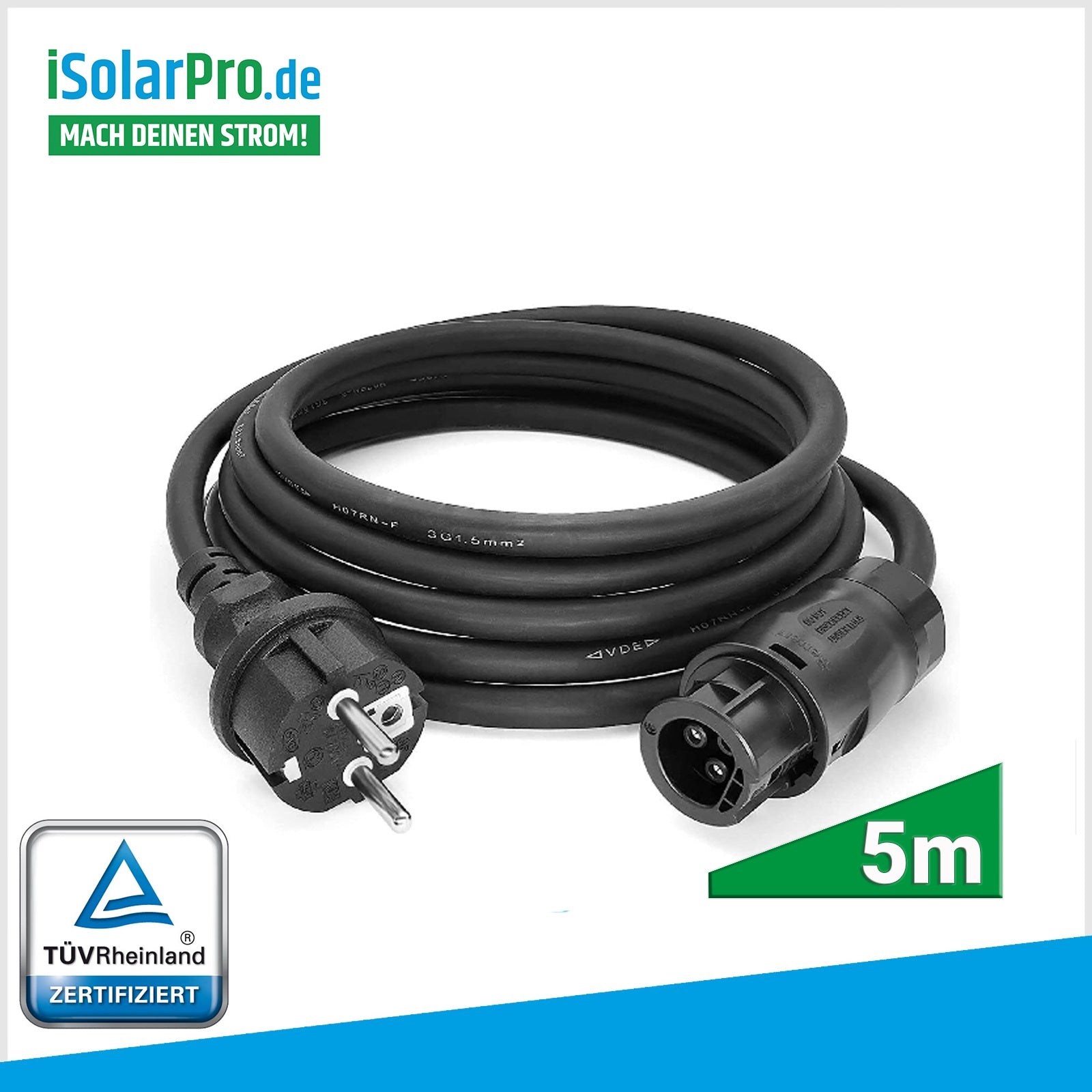 AC-Anschlusskabel 5 m auf Schuko für Envertech Wechselrichter