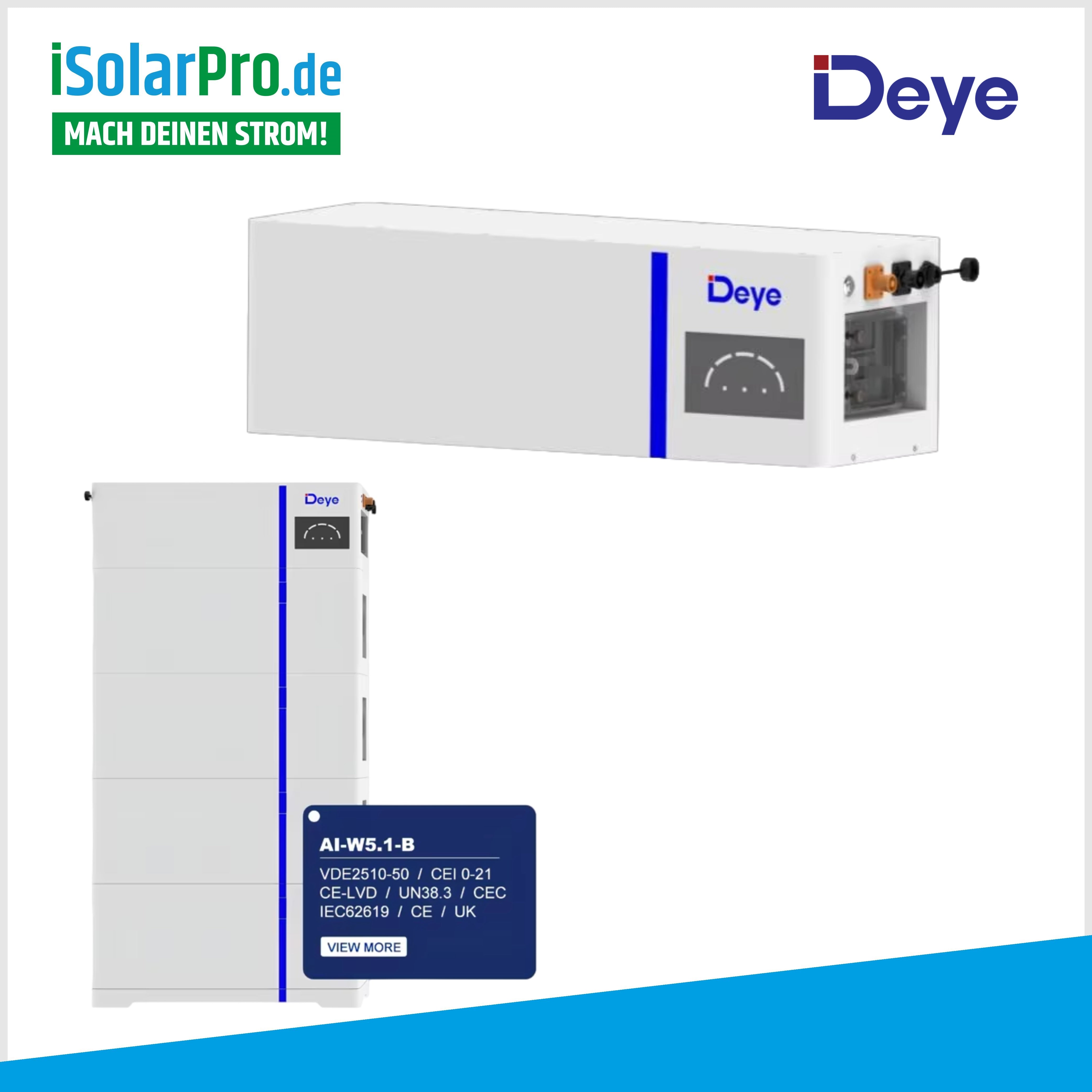 10kW PV-Anlage Set 22x 450W Trina Vertex S+ 10kW Deye Wechselrichter +10 kWh Solarstrombatterie AI-W5.1-B