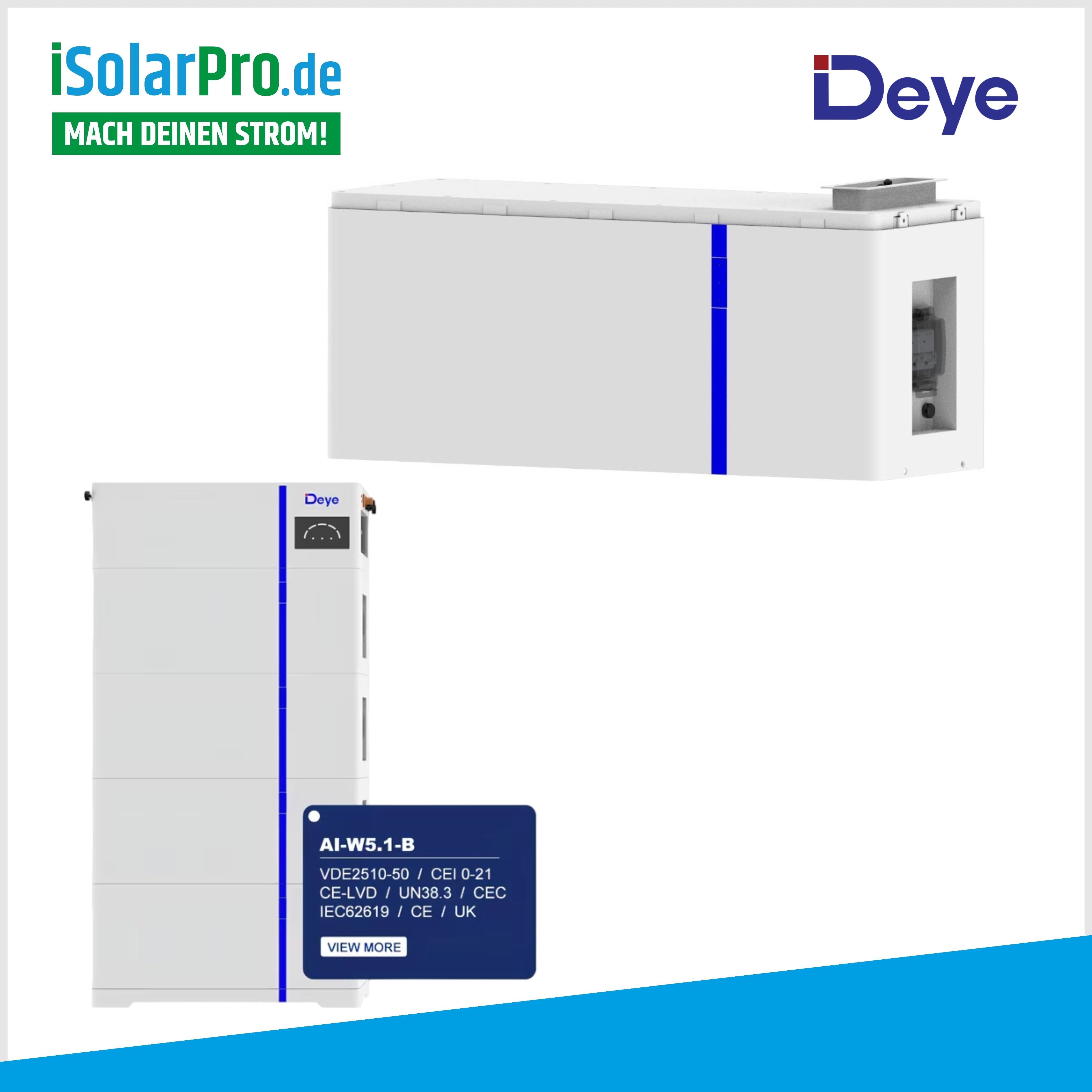 10kWh DEYE-Solarstrombatterie AI-W5.1-B LiFePO4 Niedervoltbatterie Speicher