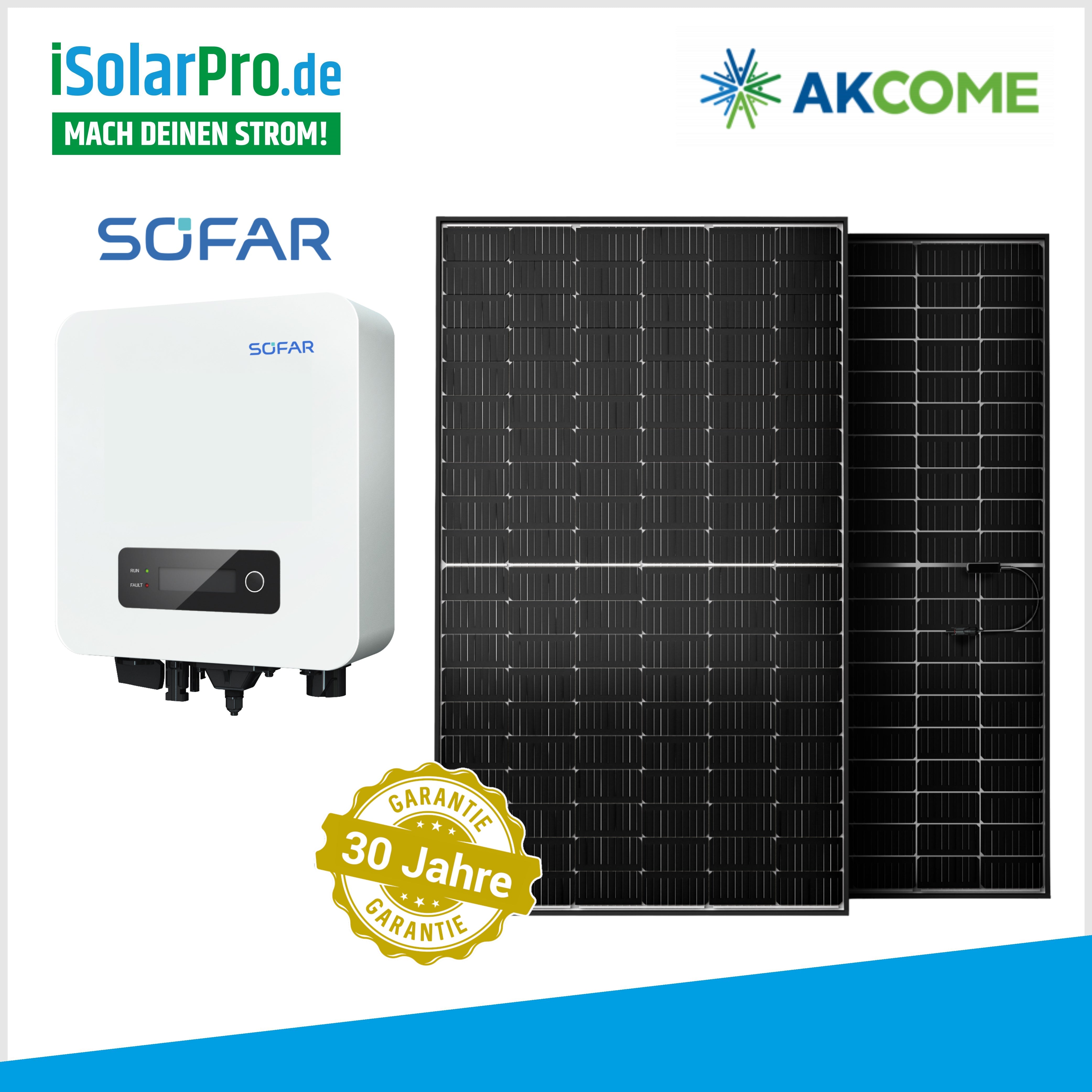 2800/2700W Balkonkraftwerk -Set / 7x AKCOME Doppelglas HJT Solarmodule + 2700W SOFAR Wechselrichter