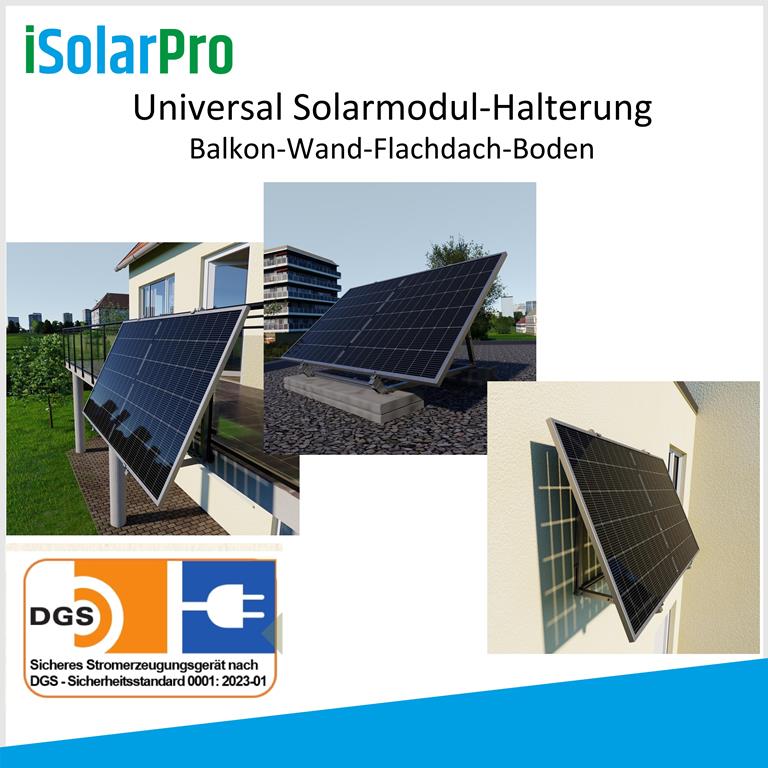 HUX-POWER 2.0 Balkonkraftwerk universal Solarmodul-Halterung für Balkon-Wand-Flachdach