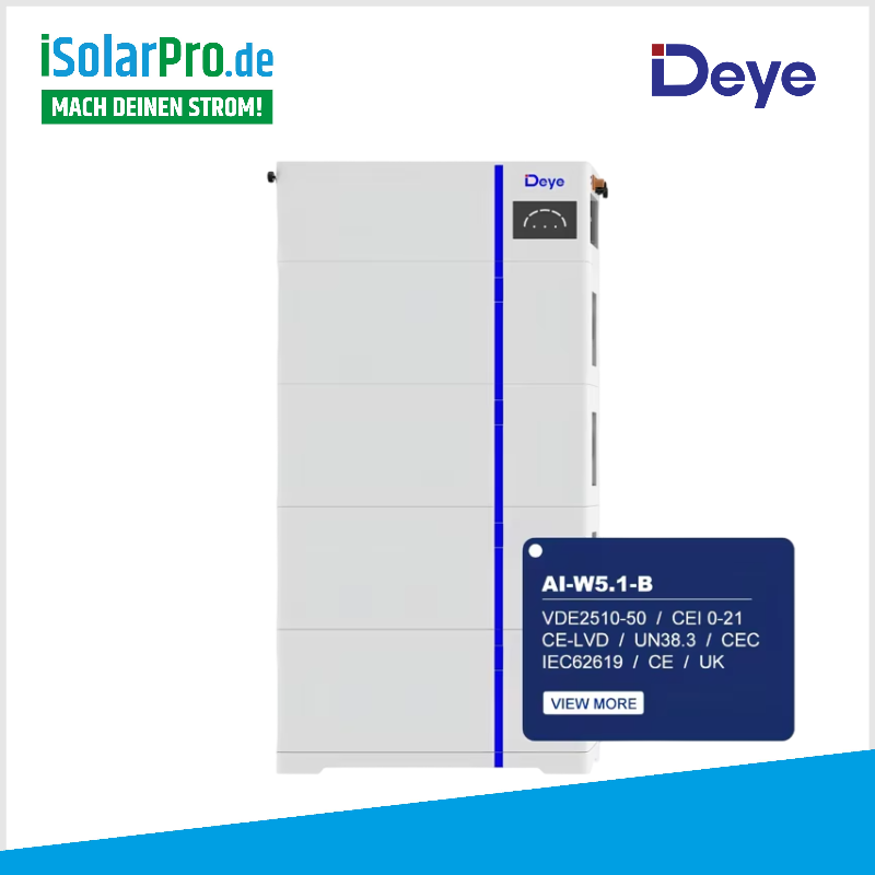 10kWh DEYE-Solarstrombatterie AI-W5.1-B LiFePO4 Niedervoltbatterie Speicher