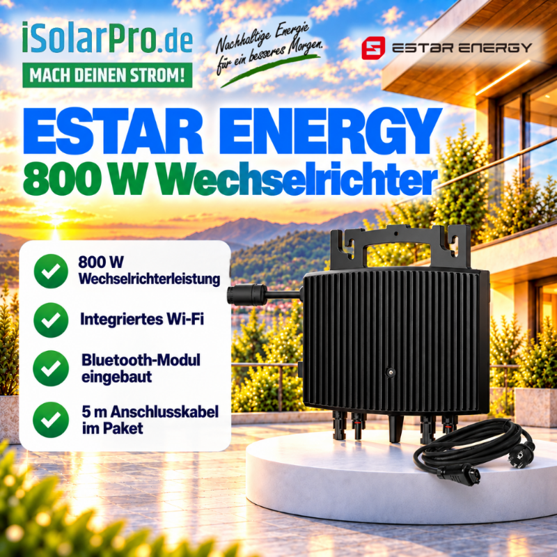 800W | 940Wp Balkonkraftwerk - Set | 2x 470W Trina Vertex S+ TSM-470NEG9R.28 + 800W ESTAR ENERGY ES-800-W Mikro Wechselrichter