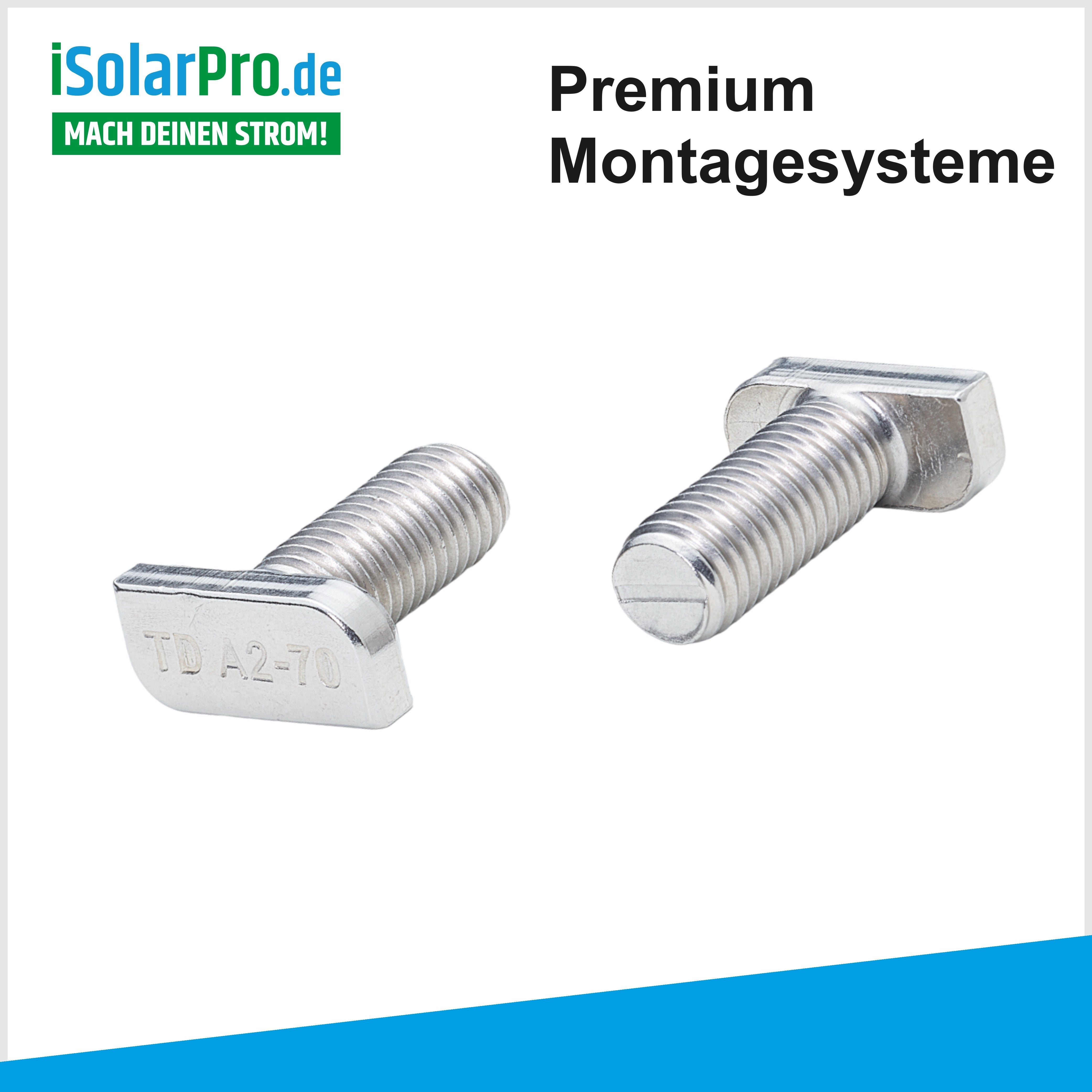 ISOLARPRO PREMIUM Hammerkopfschraube Premium M10x25mm für Solarmontageprofil 32x40mm