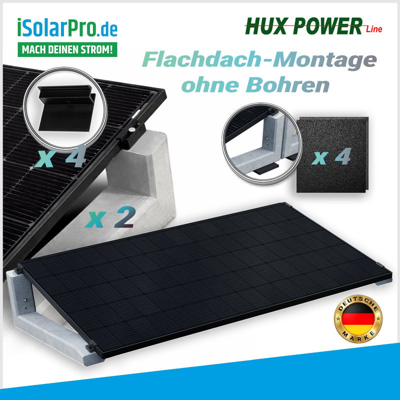 HUX-POWER® 10° PV-Aufständerung für 1-PV Modul inkl. Klemmen und Bautenschutzmatten