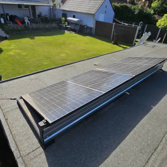 10 Grad HUXPOWER Flachdach Aufständerung aus Feinbeton Naturgrau für PV Solarmodule