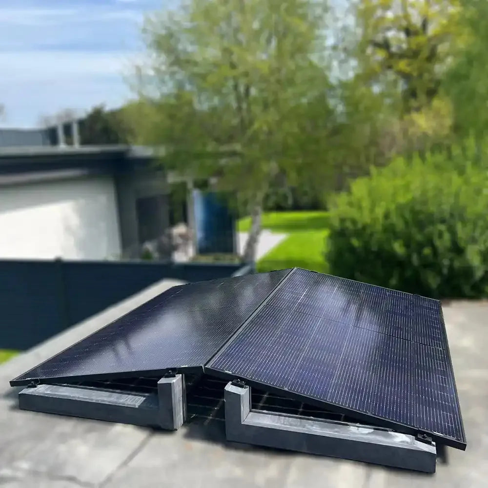 10 Grad HUXPOWER Flachdach Aufständerung aus Feinbeton Naturgrau für PV Solarmodule