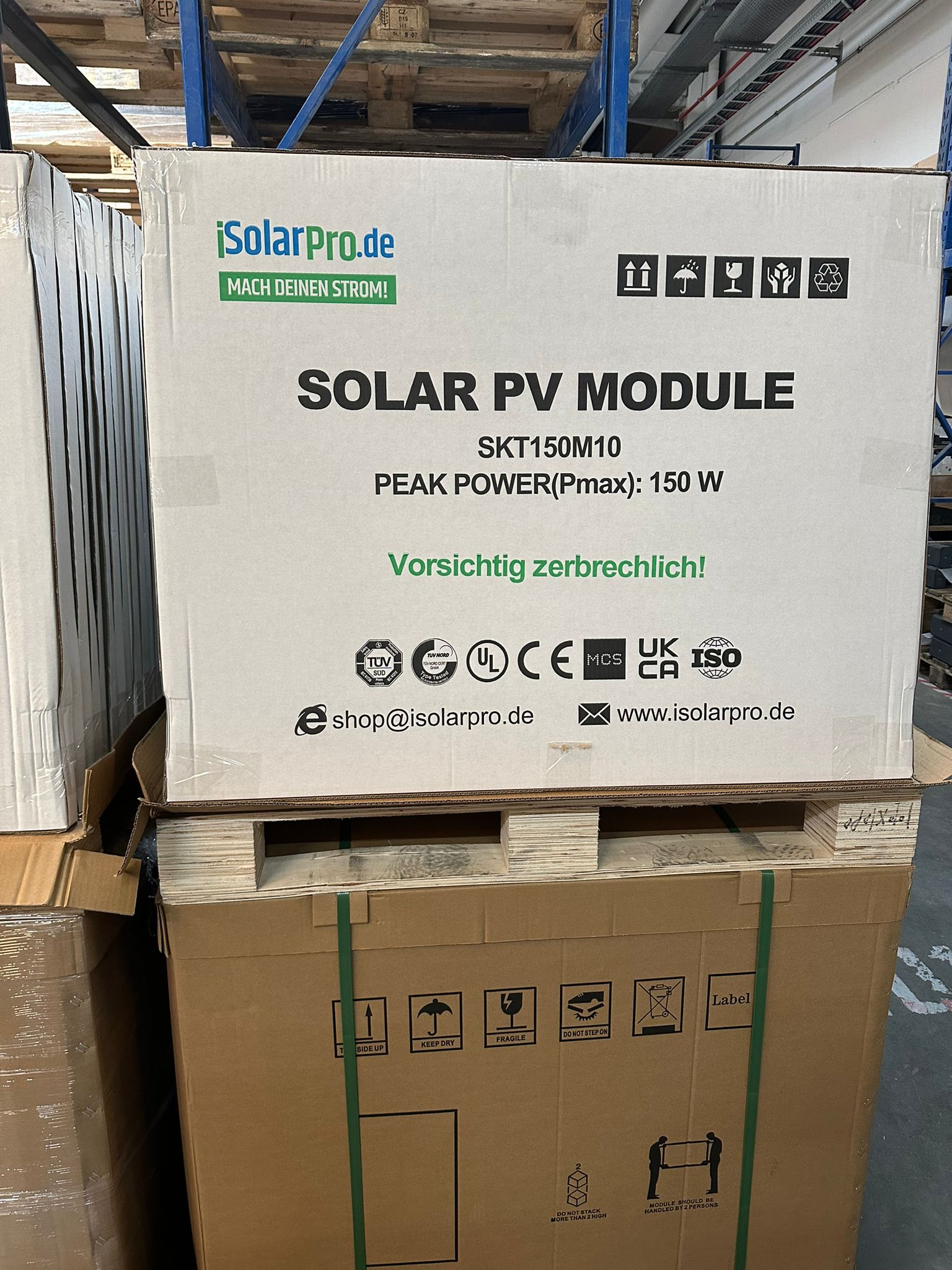 150W ISOLARPRO Monokristallin 150Watt Solarmodul Solarpanel 980x765x30mm 15A