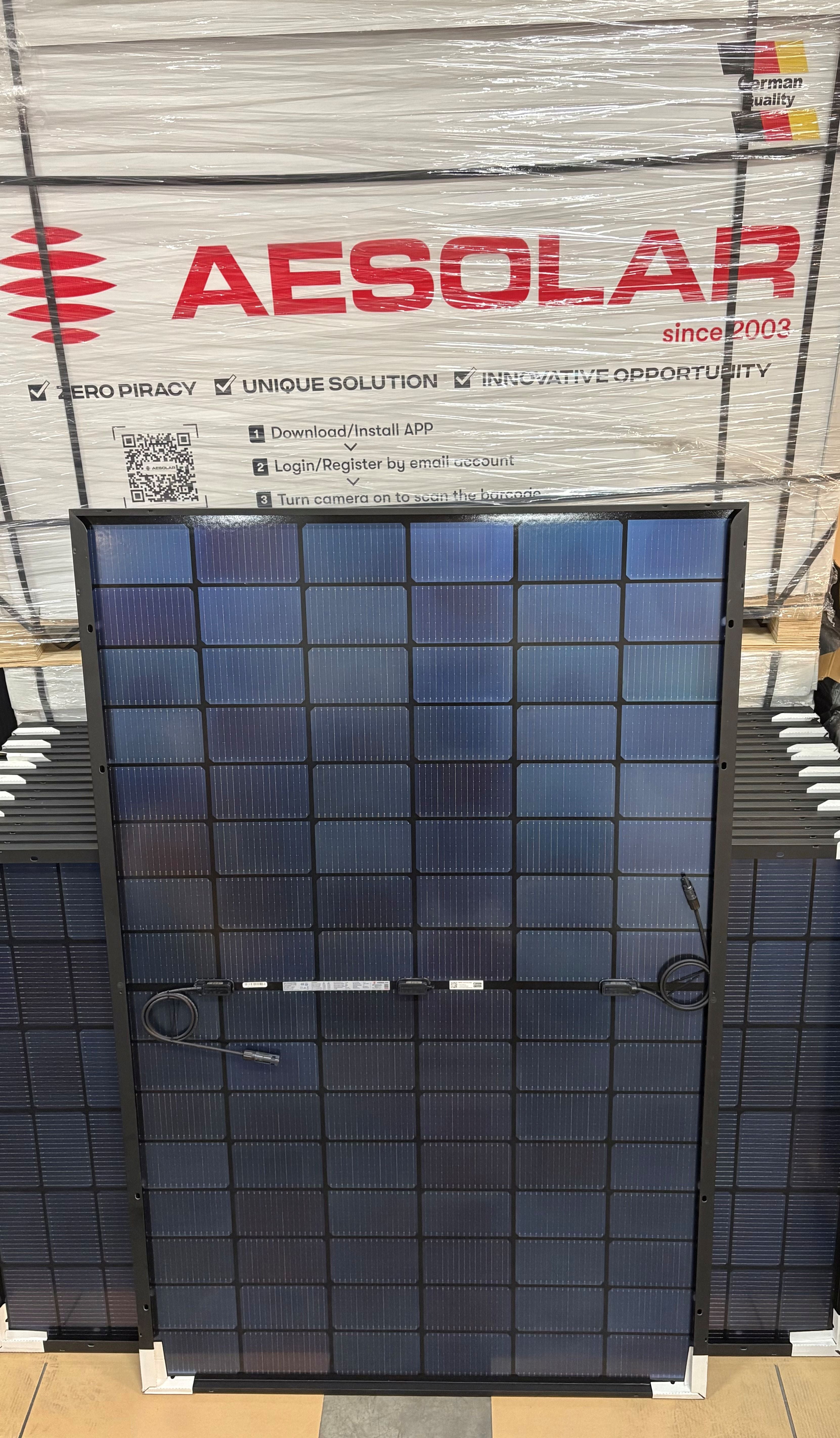 445W AESOLAR ALPINE · Hagelschutzklasse HW4 · N-Type TOPCon · bifazial · Full Black Glas-Glas · 1762×1133×30 mm · CMER-96BDE-I Solarpanel Solarmodul Photovoltaik