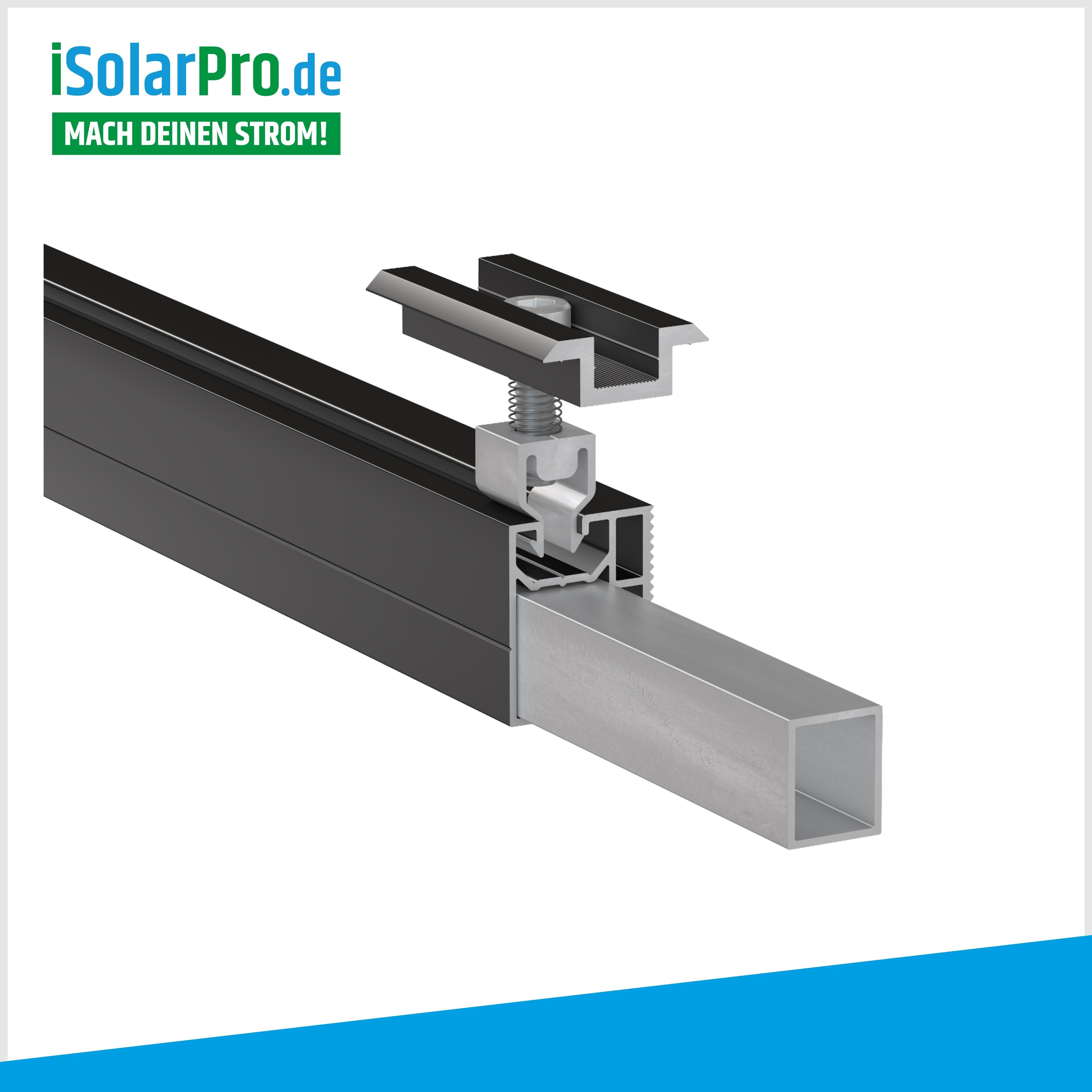 ISOLARPRO PREMIUM Mittelklemme schwarz Klickfix 30-35mm für Solarmodule, Photovoltaik PV Montage