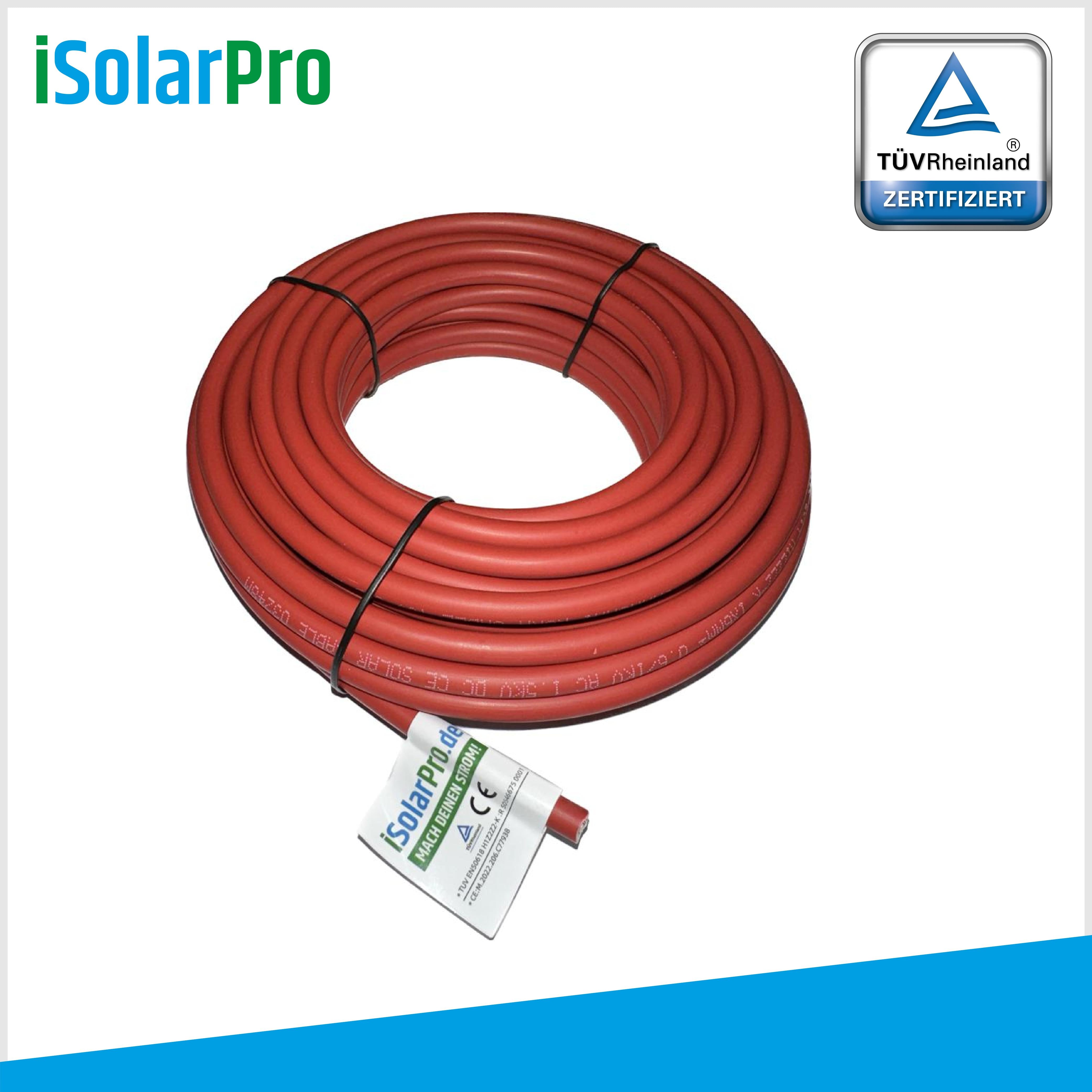 10m Solarkabel 4 mm² Photovoltaik Kabel für PV Anlagen rot