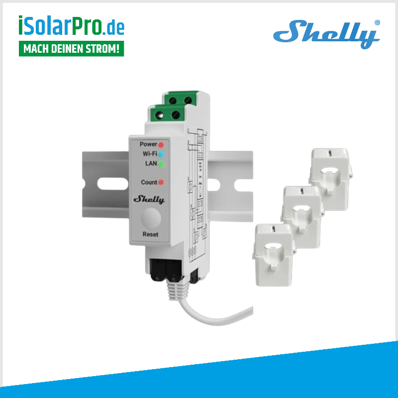Shelly Pro 3EM 3x 120A Inkl. 3 CT Klemmen, Stromverbrauchsmessgerät, Energiemessgerät, Smartmeter
