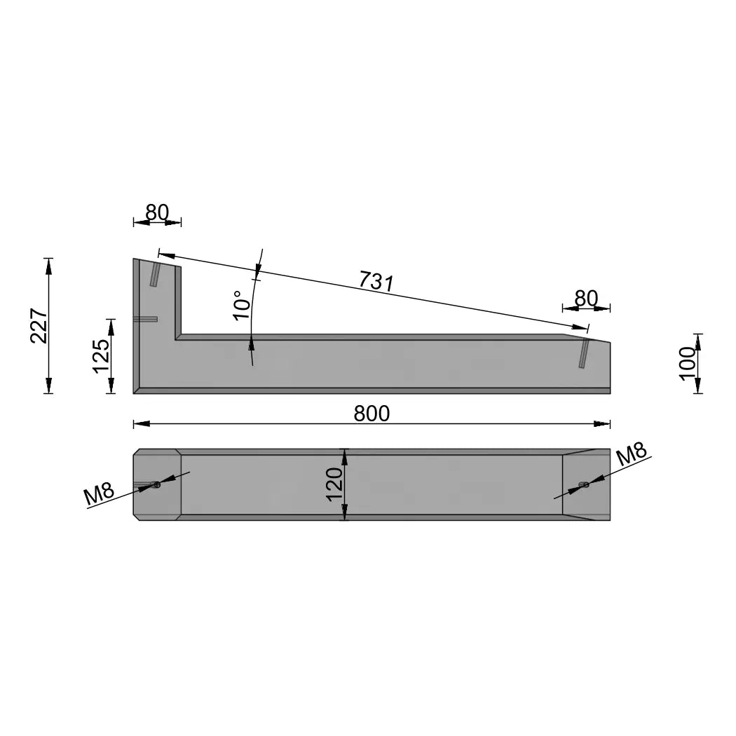 PV-Aufständerung WATTSTONE 10° für 4-PV Module im Ost-West Aufbau inkl. Klemmen und Bautenschutzmatten