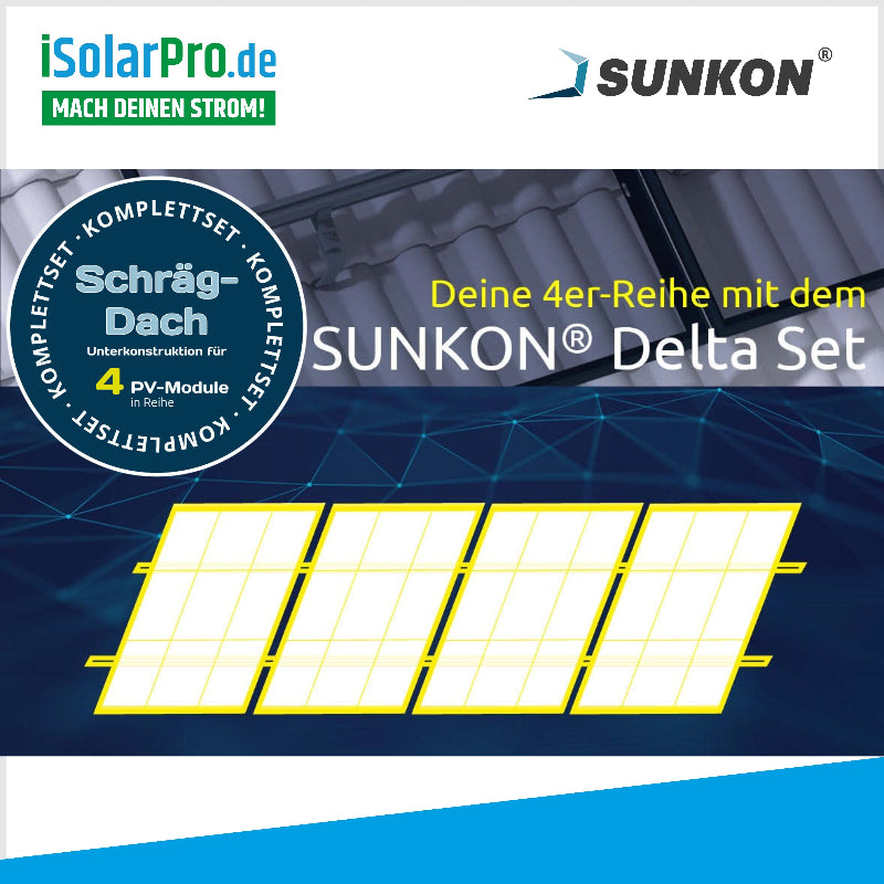 SUNKON Unterkonstruktion KOMPLETTSET für 4x PV-Module in Reihe Hochkan