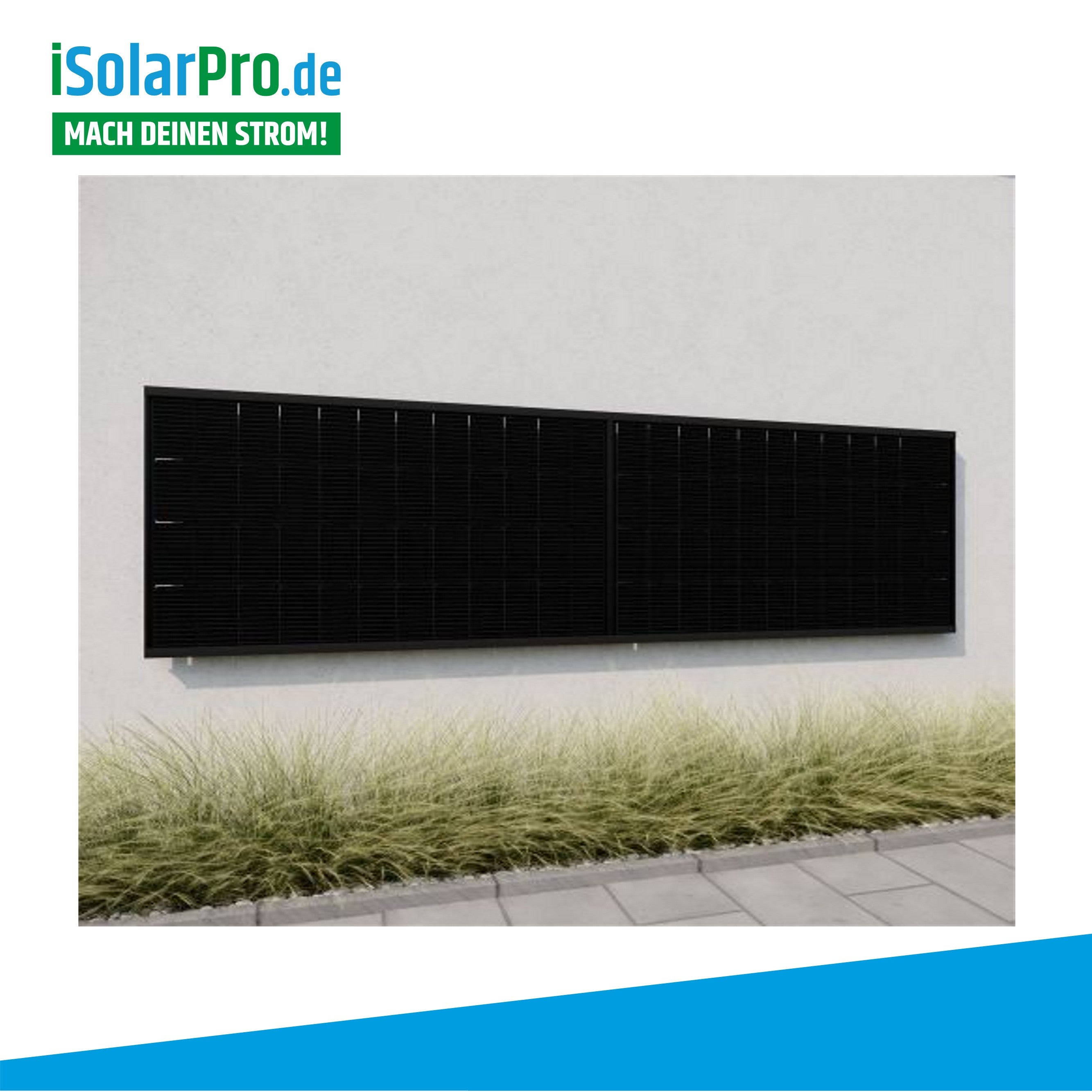 WandPV Premium horizontal verdecktes Montagesystem Komplettset für 2 PV-Module