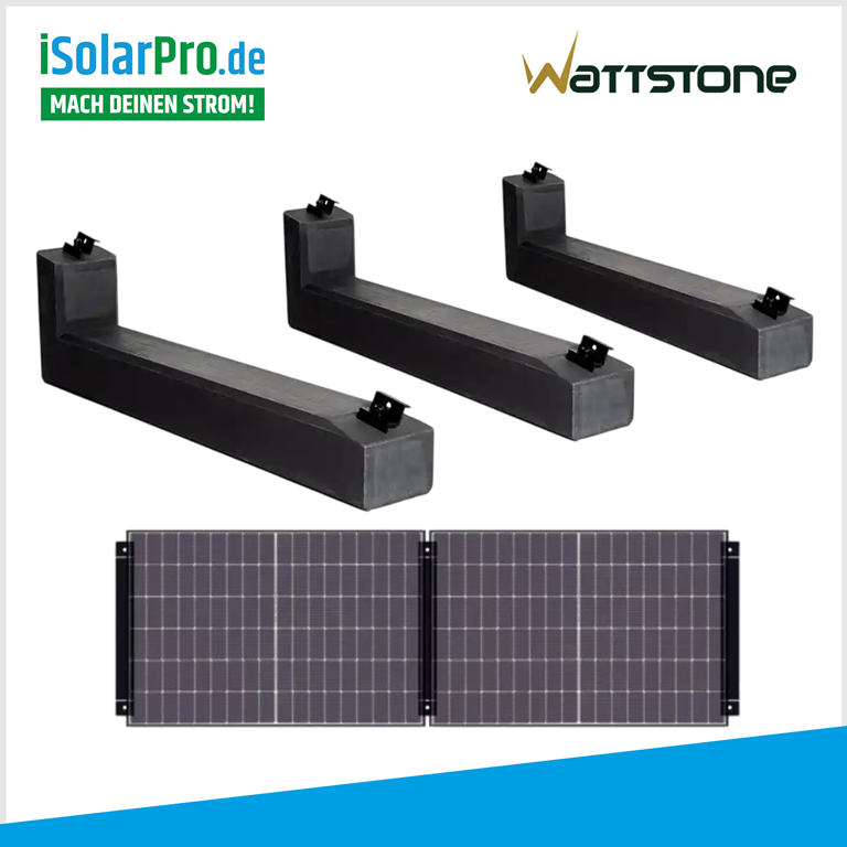 WATTSTONE 10° PV-Aufständerung für 2-PV Module im Reihenaufbau inkl. Klemmen und Bautenschutzmatten
