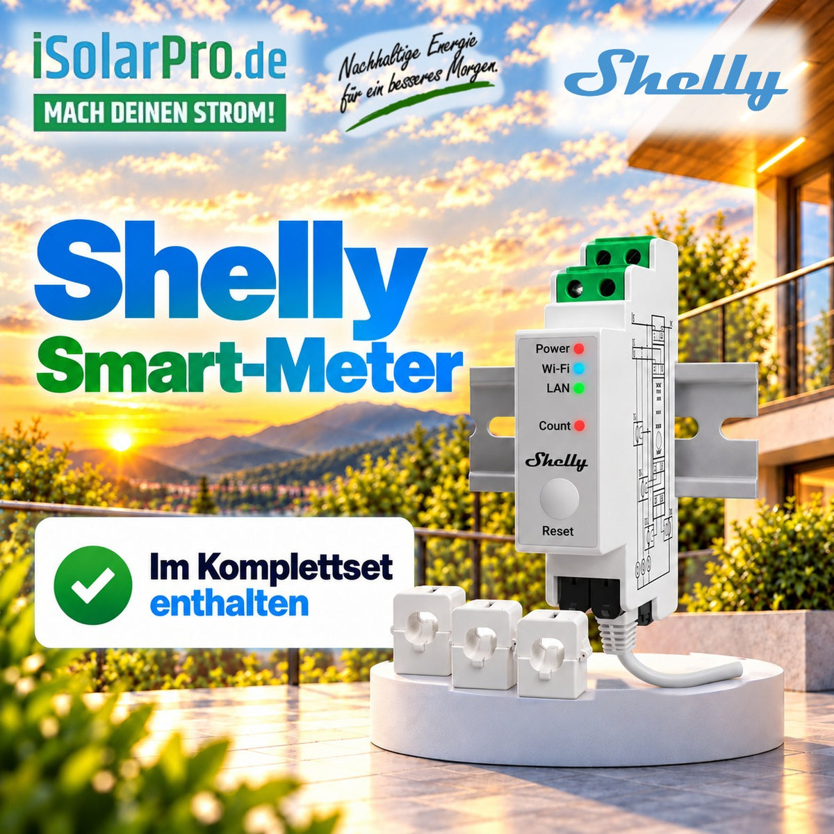 800W (2500W) | 1000Wp | 5,12kWh RUNHOOD SOMMAR R5200 Balkonkraftwerk-Set: 2× 500W HUXPOWER® HPTB500 + Solar-Speicher + Shelly Pro 3EM