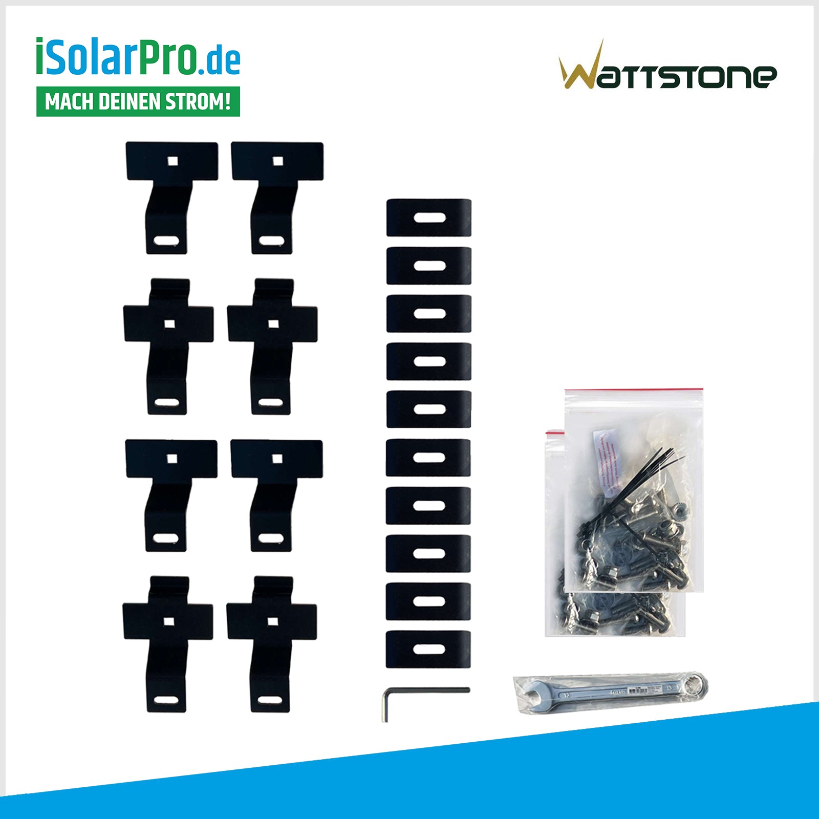 ZaunPV Wattstone Montagepaket für 2 x PV-Modul  Stahl Schwarz