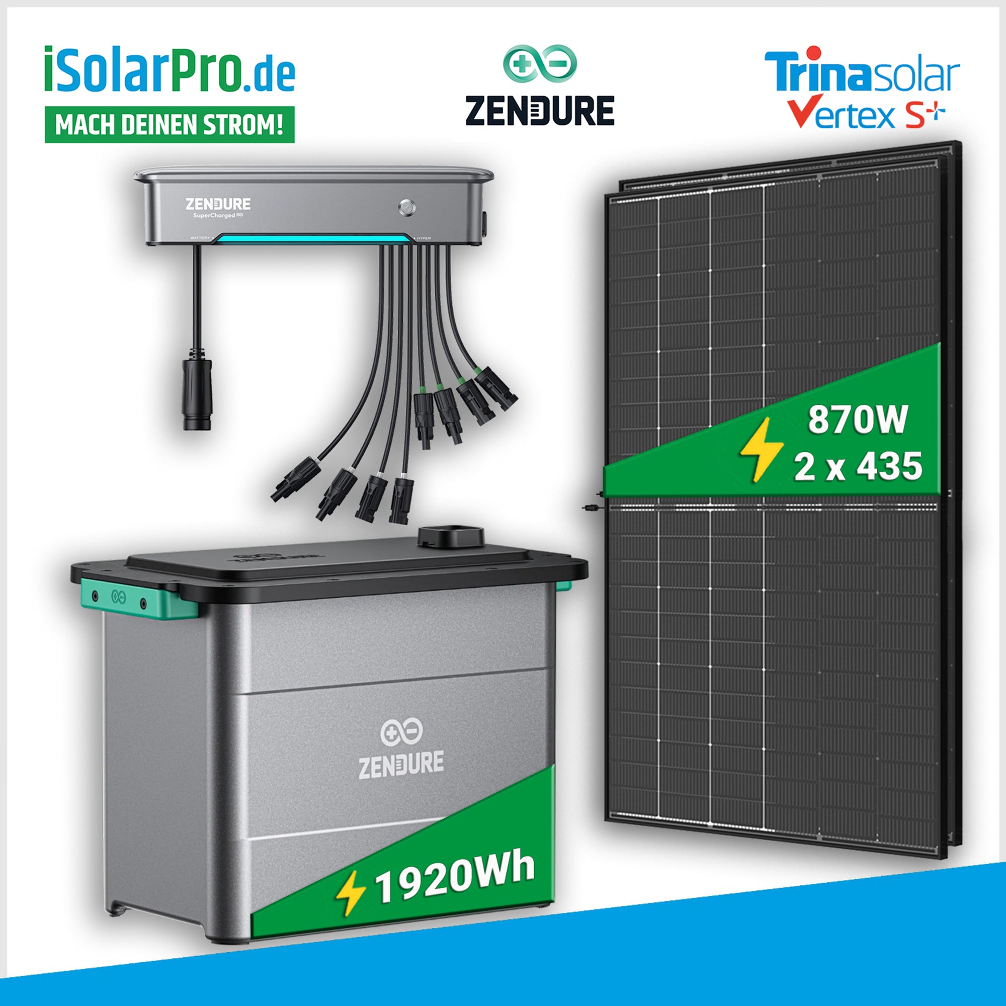Zendure Hyper Balkonkraftwerk 2x435W Trina Vertex S+ 1920Wh Zendure Batterie AB2000X
