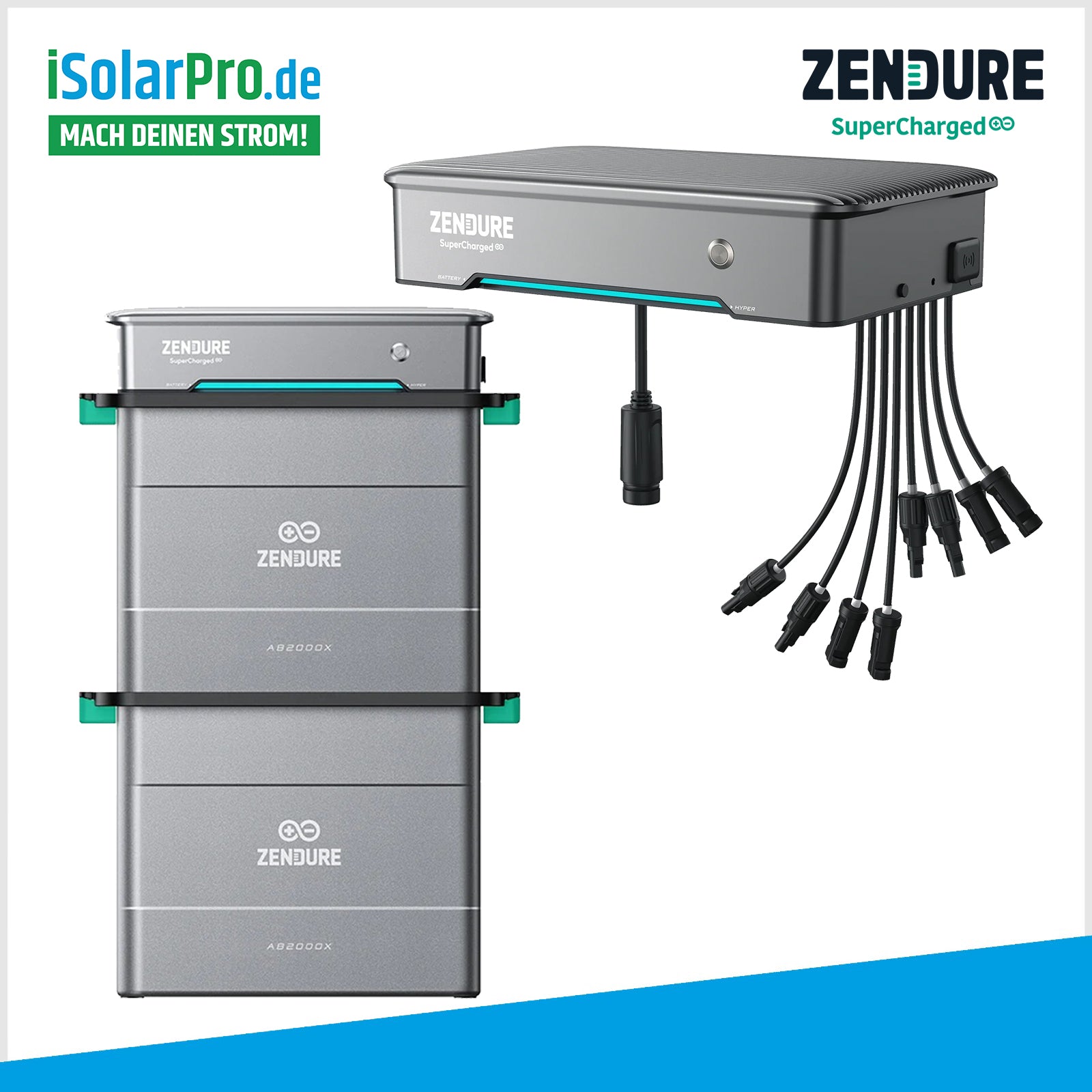 3840Wh Zendure SolarFlow Hybrid-Inverter-Hyper 2000 + 2x Zendure Solar Speicher Batterie AB2000X