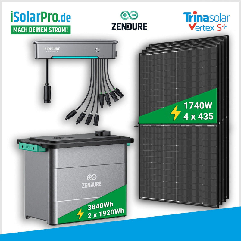 Zendure Hyper Balkonkraftwerk 4x435W Trina Vertex S+ 3840Wh Zendure Batterie AB2000X