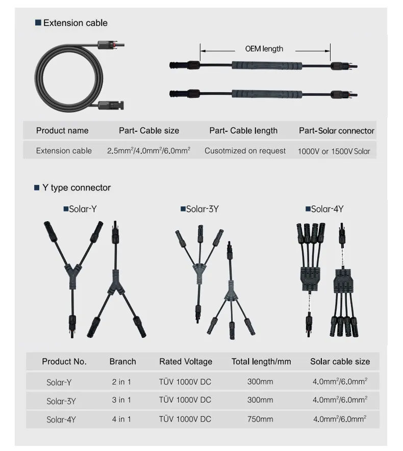 Y Stecker MC4 T-Verbinder Parallele Stecker/Buchse (Paar) Solarkabel Verbinder für Photovoltaik