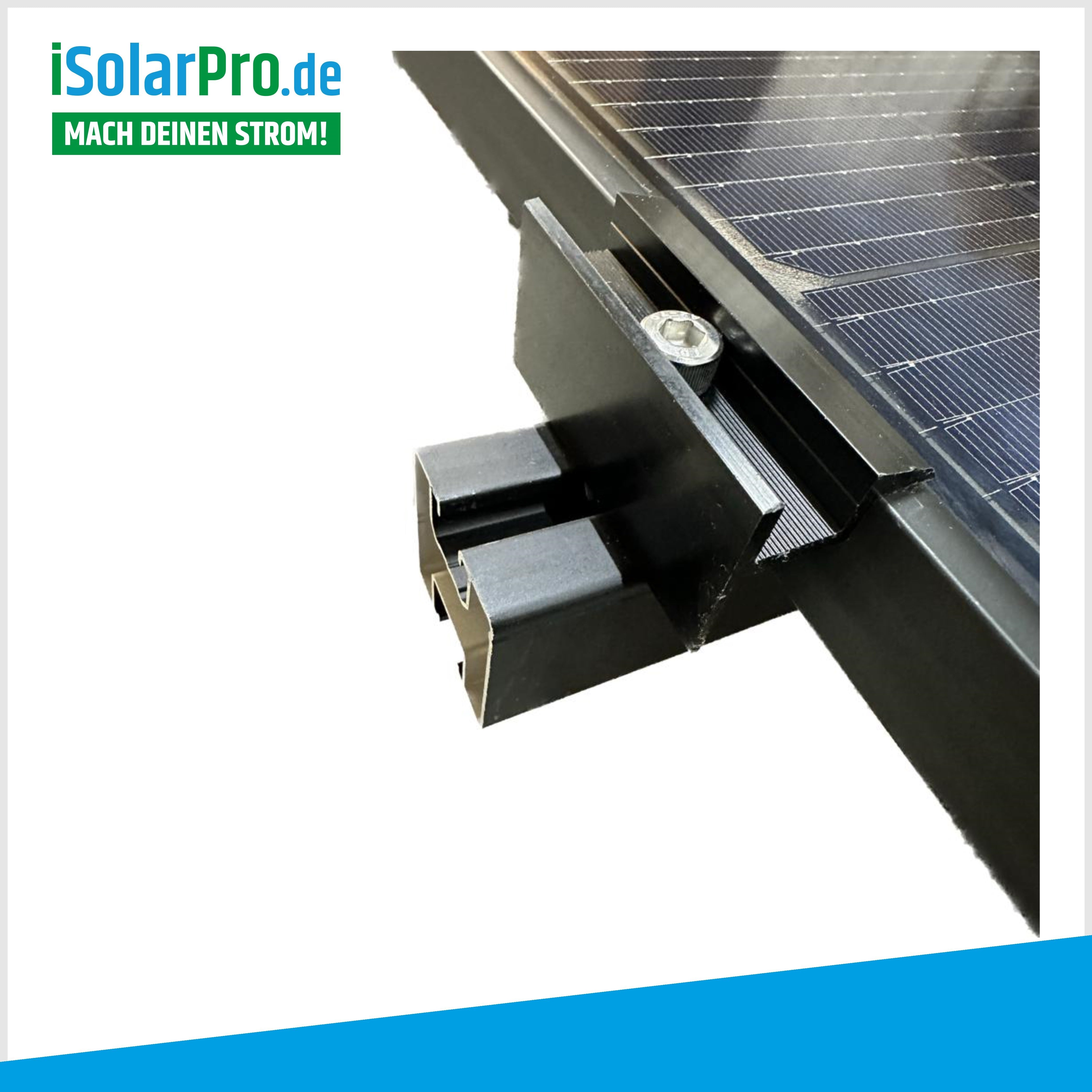 Dachmontage-Set schwarz für 1x Solarpanel 30mm Hochkant Ziegeldach für Solarmodule