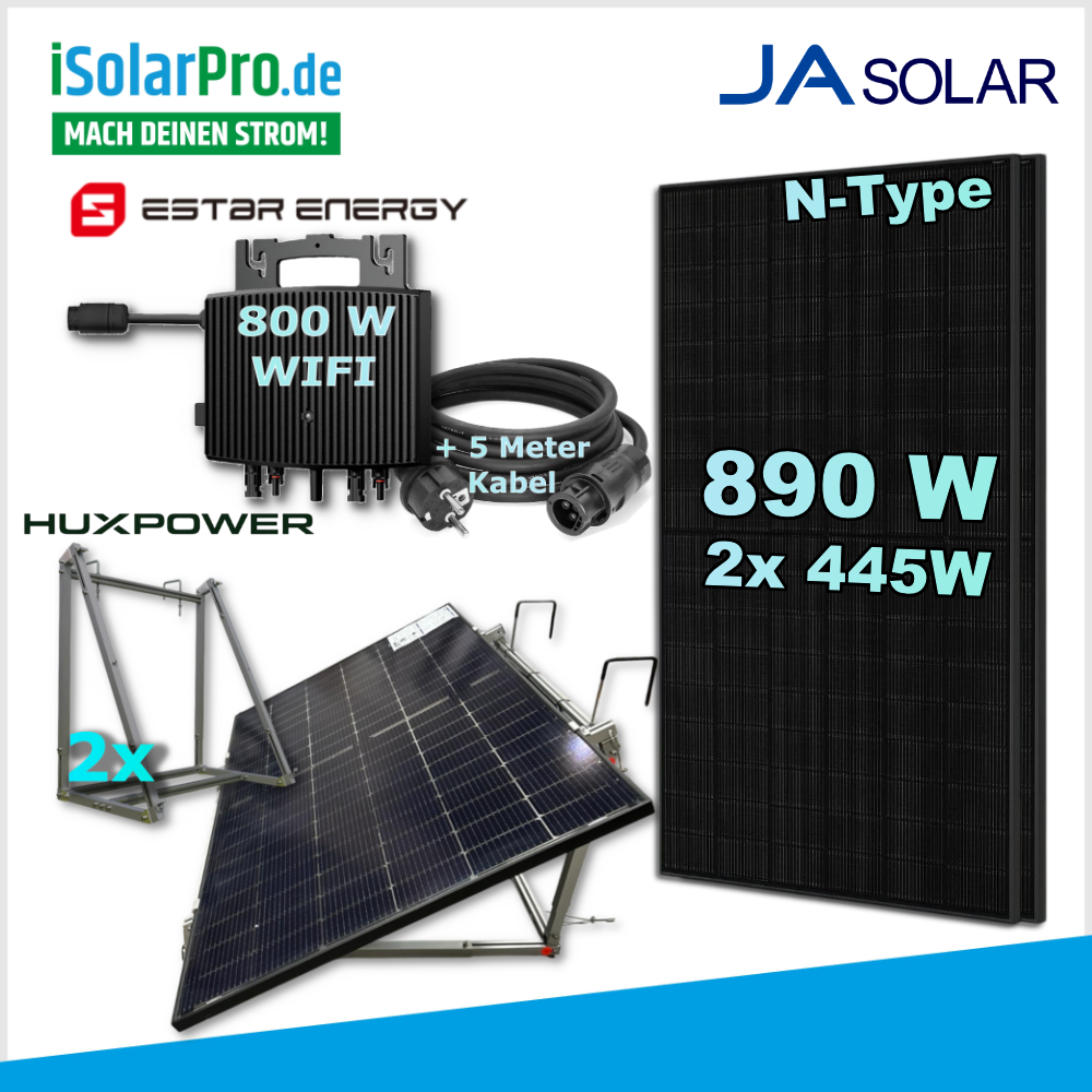 445w JA Solar JAM54D41-445/LB + 800w HUX Universalhalterung