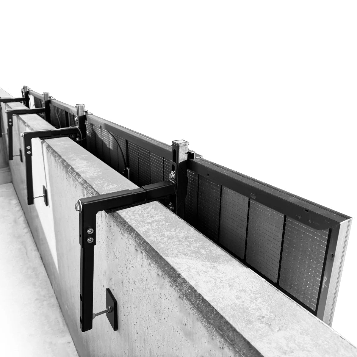 Wattstone Balkonhalterung für Betonbalkone mit Mauerstärken 10 bis 18cm für 1 Modul inklusive Absturzsicherung