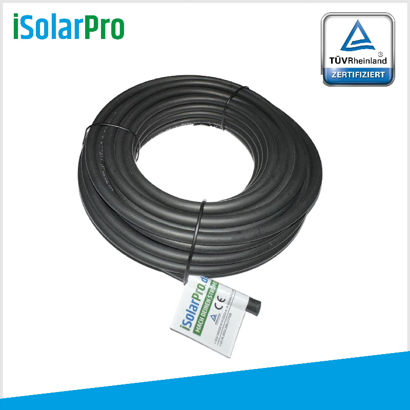 10m ISOLARPRO Solarkabel 4 mm² Photovoltaik Kabel für PV Anlagen schwarz