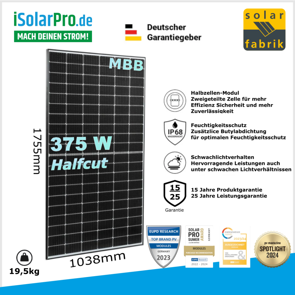 375W Solar Fabrik Mono S3