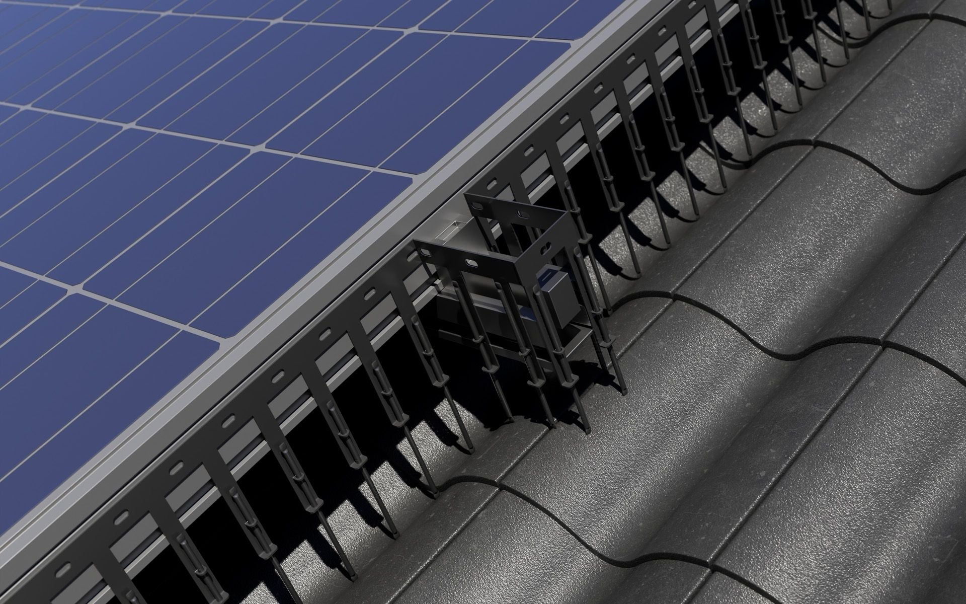 1 reihige fallende Solar Taubenabwehr-Spikes SCHWARZ 50 cm lang aus Edelstahl