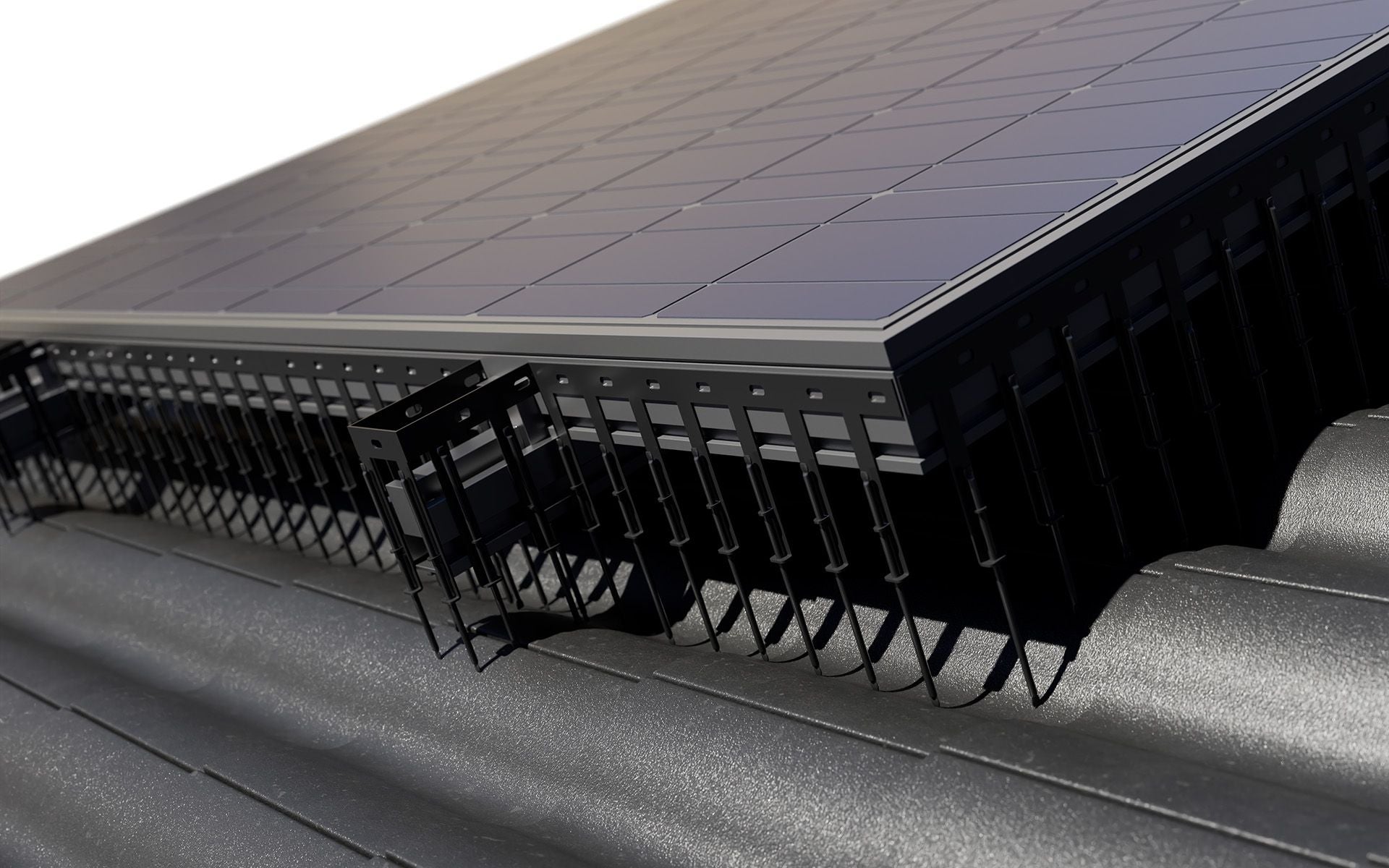 1 reihige fallende Solar Taubenabwehr-Spikes SCHWARZ 50 cm lang aus Edelstahl