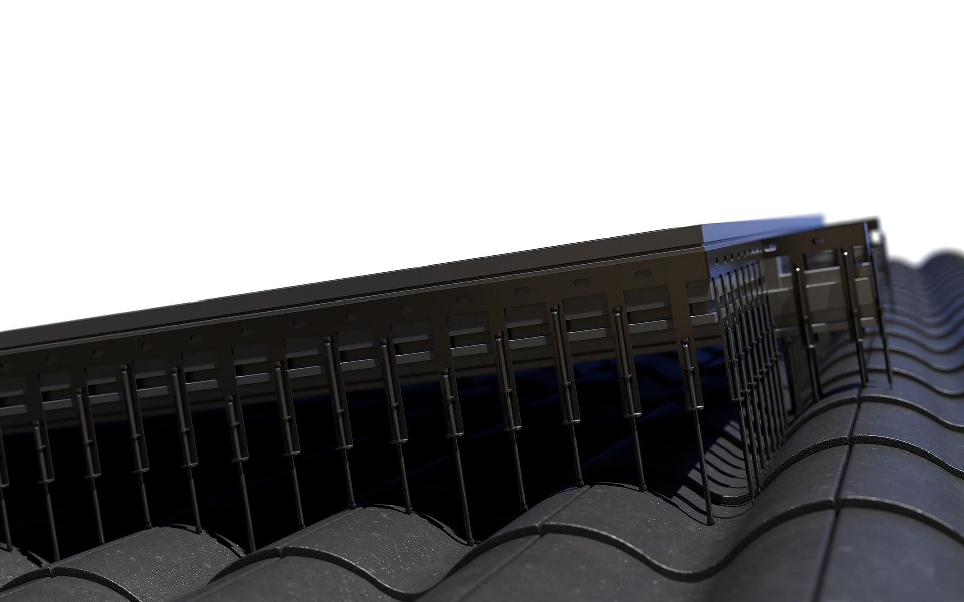 1 reihige fallende Solar Taubenabwehr-Spikes SCHWARZ 50 cm lang aus Edelstahl