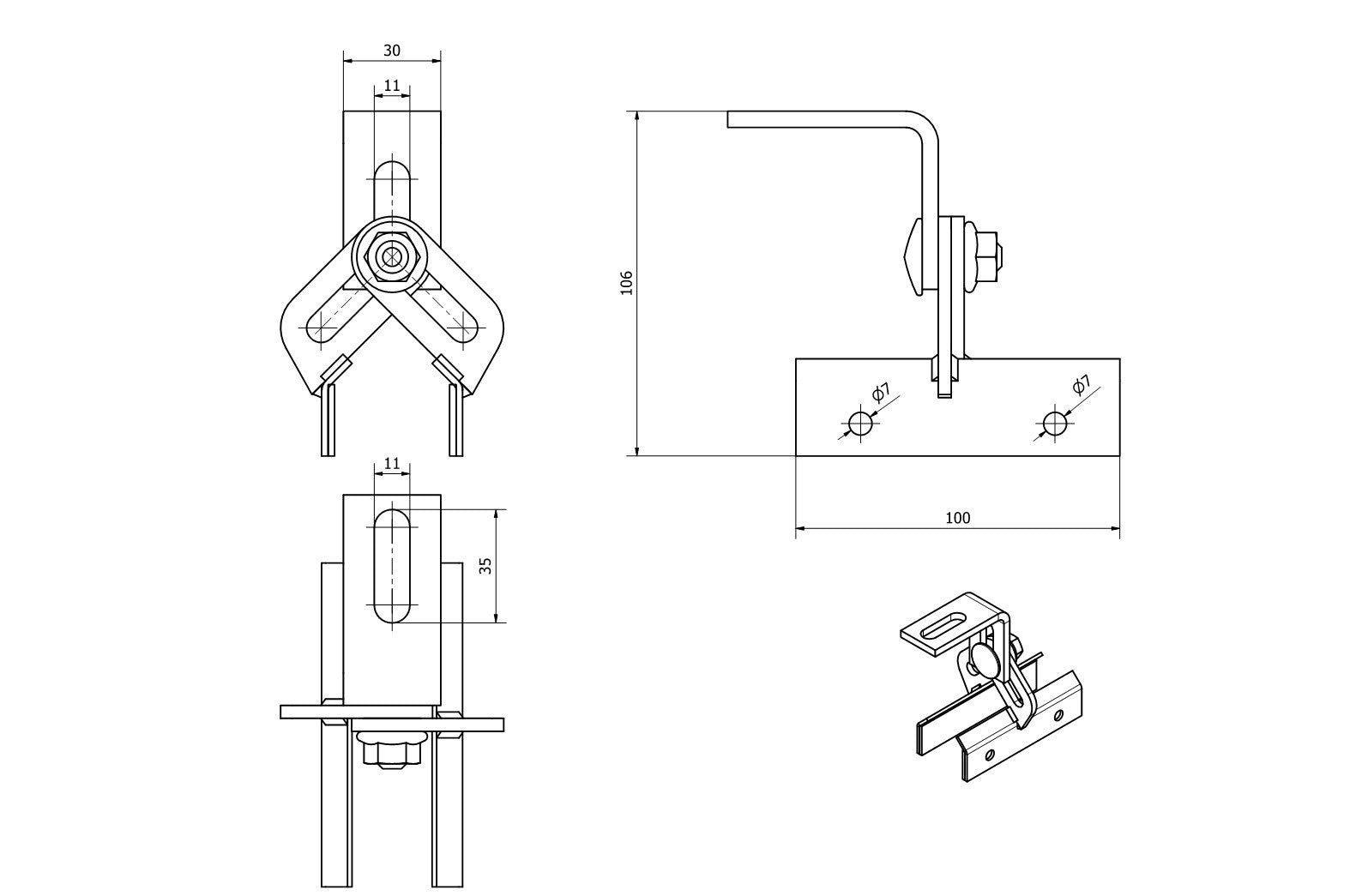 Fastening holder with adjustment option for trapezoidal sheet metal (K-13) 