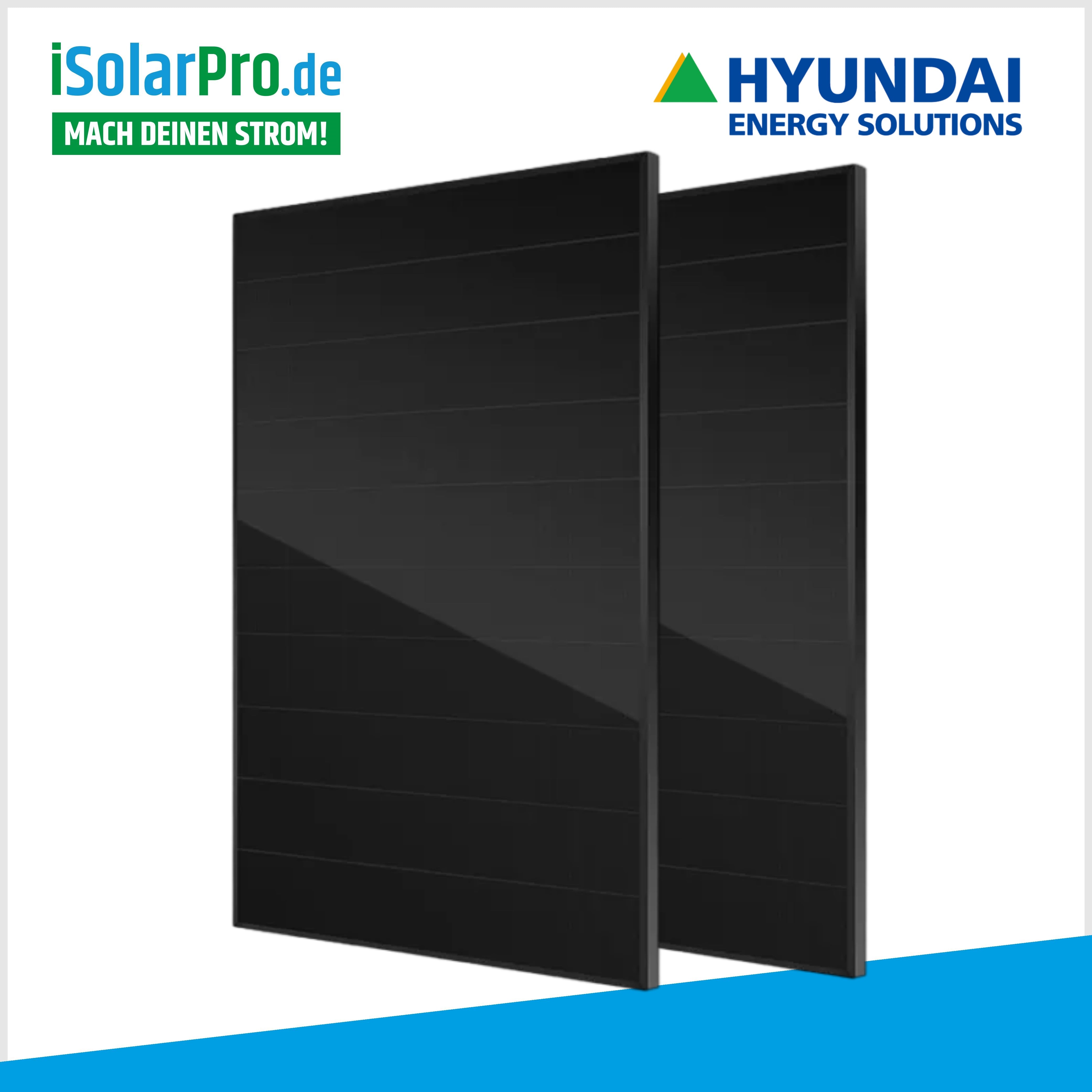 800W Balkonkraftwerk - Set 2x 415W HYUNDAI SHINGLED FULL BLACK Solarmodule + 800W HERF Wechselrichter